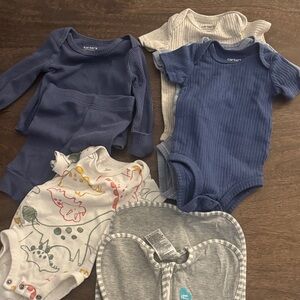 Carter's Blue, Gray, and White Bodysuit Set